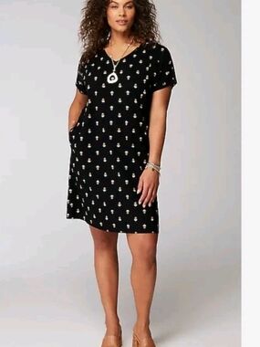 J. Jill Black Floral Cottagecore Organic Cotton Dress Sz. M
